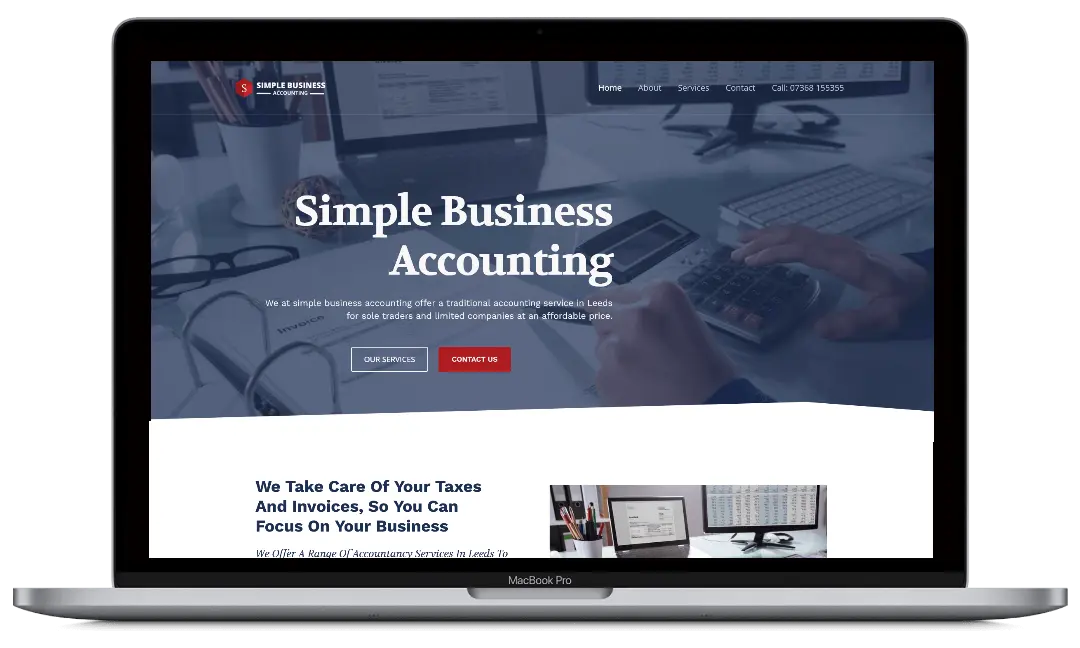 Simple Business Accounting website designed by Web Design Agency Leeds