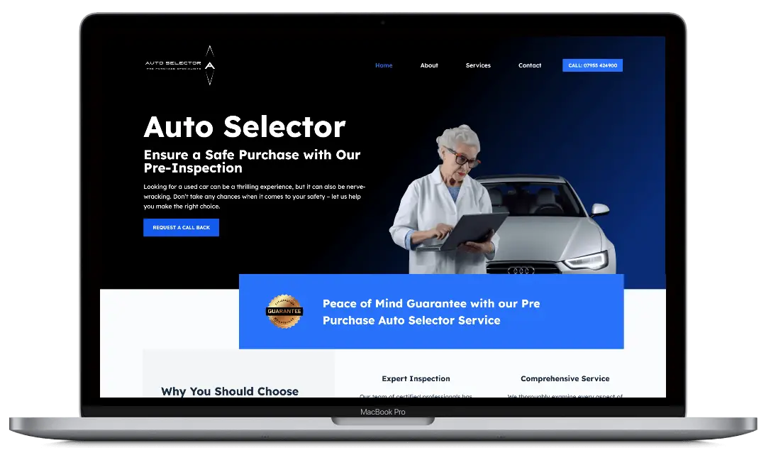 Auto Selector car selection service website designed by Web Design Agency Leeds