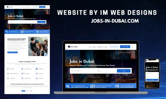 web design portfolio for job site - full view, laptop view and mobile view